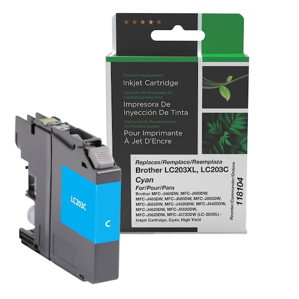 Cig Clover Imaging Remanufactured High Yield Cyan Ink Cartridge for Brother LC203XL 118104 - main